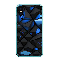 Чехол iPhone XS Max матовый Blue black texture, цвет: 3D-мятный