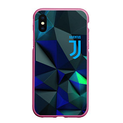 Чехол iPhone XS Max матовый Juventus blue abstract logo, цвет: 3D-малиновый