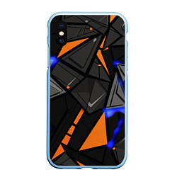 Чехол iPhone XS Max матовый Orange black style, цвет: 3D-голубой