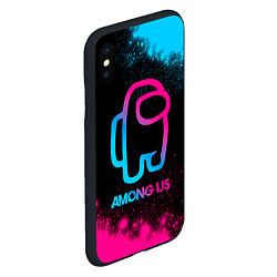 Чехол iPhone XS Max матовый Among Us - neon gradient, цвет: 3D-черный — фото 2