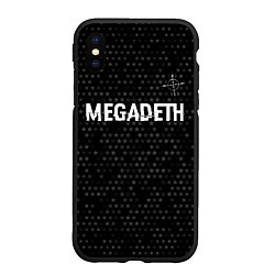 Чехол iPhone XS Max матовый Megadeth glitch на темном фоне: символ сверху, цвет: 3D-черный
