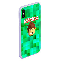 Чехол iPhone XS Max матовый Roblox head на пиксельном фоне, цвет: 3D-светло-сиреневый — фото 2