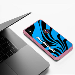 Чехол iPhone XS Max матовый Alpina - blue colors, цвет: 3D-малиновый — фото 2