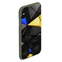 Чехол iPhone XS Max матовый Black yellow elements, цвет: 3D-темно-зеленый — фото 2
