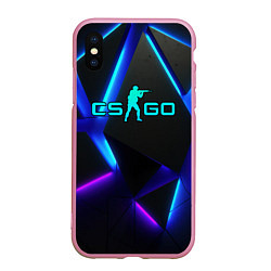 Чехол iPhone XS Max матовый CSGO neon geometry, цвет: 3D-розовый