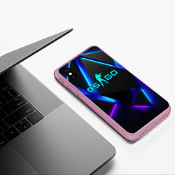 Чехол iPhone XS Max матовый CSGO neon geometry, цвет: 3D-розовый — фото 2