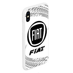 Чехол iPhone XS Max матовый Fiat speed на светлом фоне со следами шин, цвет: 3D-белый — фото 2