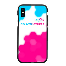 Чехол iPhone XS Max матовый Counter-Strike 2 neon gradient style: символ сверх, цвет: 3D-черный