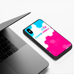 Чехол iPhone XS Max матовый Counter-Strike 2 neon gradient style: символ сверх, цвет: 3D-черный — фото 2