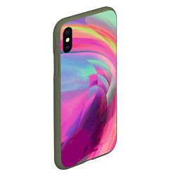 Чехол iPhone XS Max матовый Неоновая геометрическая абстракция, цвет: 3D-темно-зеленый — фото 2