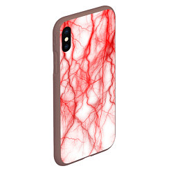 Чехол iPhone XS Max матовый Белый фон и красные молнии, цвет: 3D-коричневый — фото 2