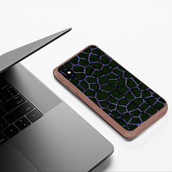 Чехол iPhone XS Max матовый Слабосветящаяся неоновая сетка, цвет: 3D-коричневый — фото 2