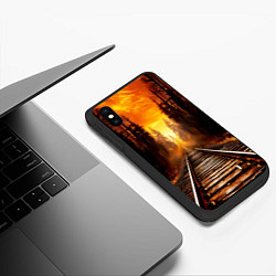 Чехол iPhone XS Max матовый Железная дорога на закате, цвет: 3D-черный — фото 2