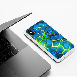 Чехол iPhone XS Max матовый CSGO green blue neon, цвет: 3D-белый — фото 2