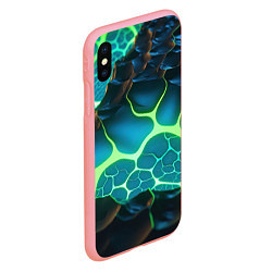 Чехол iPhone XS Max матовый Разлом синих и зеленых неоновых плит, цвет: 3D-баблгам — фото 2