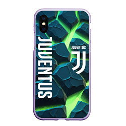 Чехол iPhone XS Max матовый Juventus green neon, цвет: 3D-светло-сиреневый