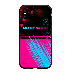 Чехол iPhone XS Max матовый Akame ga Kill - neon gradient: символ сверху, цвет: 3D-черный