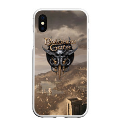 Чехол iPhone XS Max матовый Baldurs Gate 3 Logo, цвет: 3D-белый