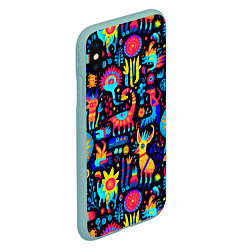 Чехол iPhone XS Max матовый Космические веселые монстрики, цвет: 3D-мятный — фото 2