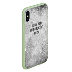 Чехол iPhone XS Max матовый F*ck you you F*cking F*ck на стене, цвет: 3D-салатовый — фото 2