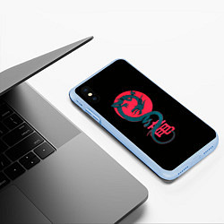 Чехол iPhone XS Max матовый Дракон восходящего солнца, цвет: 3D-голубой — фото 2