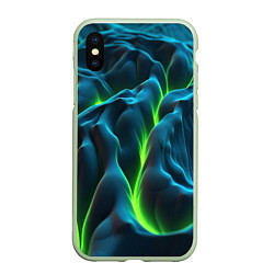 Чехол iPhone XS Max матовый Зеленая кислотная текстура с плитами, цвет: 3D-салатовый