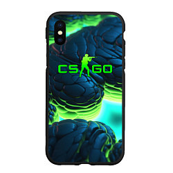 Чехол iPhone XS Max матовый CSGO зеленые разломленные плиты, цвет: 3D-черный