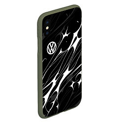 Чехол iPhone XS Max матовый Volkswagen - острые линии, цвет: 3D-темно-зеленый — фото 2