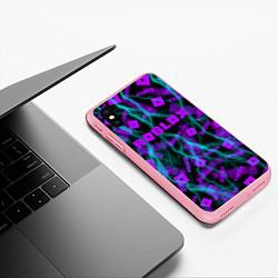 Чехол iPhone XS Max матовый Роблокс паттерн, цвет: 3D-баблгам — фото 2