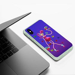 Чехол iPhone XS Max матовый Мама длинные ноги синий градиент, цвет: 3D-салатовый — фото 2