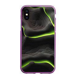Чехол iPhone XS Max матовый Green black texture, цвет: 3D-фиолетовый