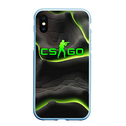 Чехол iPhone XS Max матовый CSGO green black logo, цвет: 3D-голубой