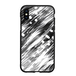 Чехол iPhone XS Max матовый Черно-белые штрихи, цвет: 3D-черный