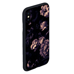 Чехол iPhone XS Max матовый Цветы приглушенный чёрный, цвет: 3D-черный — фото 2