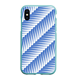 Чехол iPhone XS Max матовый Голубая белая диагональ, цвет: 3D-мятный