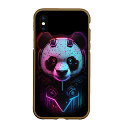 Чехол iPhone XS Max матовый Панда в стиле киберпанк