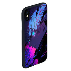 Чехол iPhone XS Max матовый Сатору Годжо - Магическая битва - неон, цвет: 3D-черный — фото 2