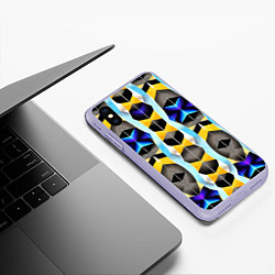 Чехол iPhone XS Max матовый Vanguard geometric pattern - neural network, цвет: 3D-светло-сиреневый — фото 2