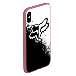 Чехол iPhone XS Max матовый Fox motocross - черно-белые пятна, цвет: 3D-малиновый — фото 2