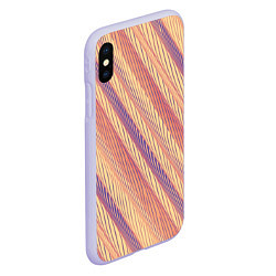 Чехол iPhone XS Max матовый Персиковый полосатый, цвет: 3D-светло-сиреневый — фото 2