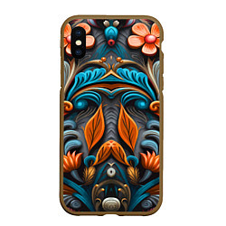 Чехол iPhone XS Max матовый Mirrow floral pattern - art - vogue, цвет: 3D-коричневый