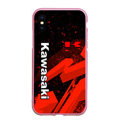 Чехол iPhone XS Max матовый Кавасаки - красные брызги, цвет: 3D-розовый