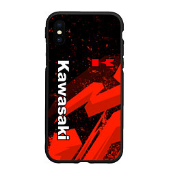 Чехол iPhone XS Max матовый Кавасаки - красные брызги, цвет: 3D-черный