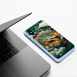 Чехол iPhone XS Max матовый Облачный дракон Irezumi, цвет: 3D-голубой — фото 2