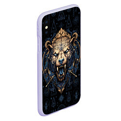 Чехол iPhone XS Max матовый Медведь викингов, цвет: 3D-светло-сиреневый — фото 2