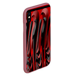 Чехол iPhone XS Max матовый Пластик красно-черный, цвет: 3D-малиновый — фото 2