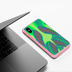 Чехол iPhone XS Max матовый Сине-зеленые изгибы, цвет: 3D-баблгам — фото 2