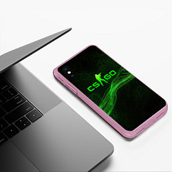 Чехол iPhone XS Max матовый CSGO green abstract, цвет: 3D-розовый — фото 2