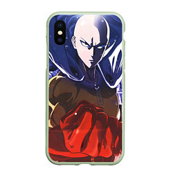 Чехол iPhone XS Max матовый One Punch Man Сайтама, цвет: 3D-салатовый