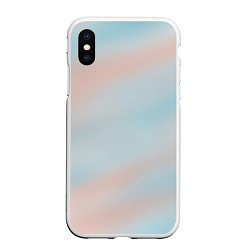 Чехол iPhone XS Max матовый Нежно розовые и голубые размытия, цвет: 3D-белый